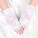 DreamHigh Women Wrist Length Lace Half Finger Gloves (White)