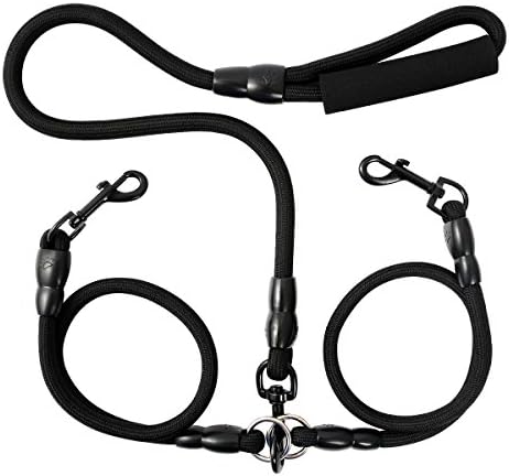 JETESUN Dual Double Dog Leash No Tangle With Padded Handle And 360 Swivel for Two Small/Medium/Large Dogs (Double Dog)