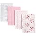 Luvable Friends Unisex Baby Cotton Flannel Burp Cloths, Floral, One Size