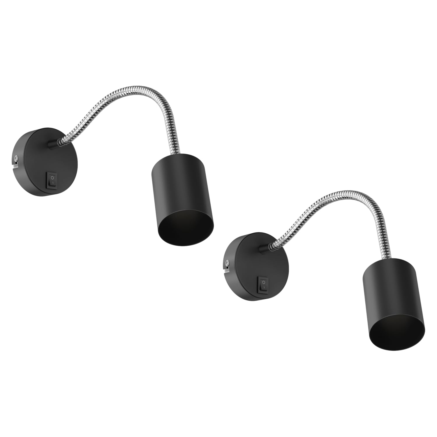 ledscom.de 2 x WAIKA Reading lamp/wall Light, gooseneck, Switch, matt Black, 1x GU10 max. 60W