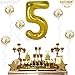 Giant Number 5 Balloon Gold for 5th Birthdays - 40 Inch | Foil 5 Balloon Number with Gold Confetti Balloons | 5th Birthday Balloons for 5 Year Old Party | 5th Birthday Decorations for Girls and Boys