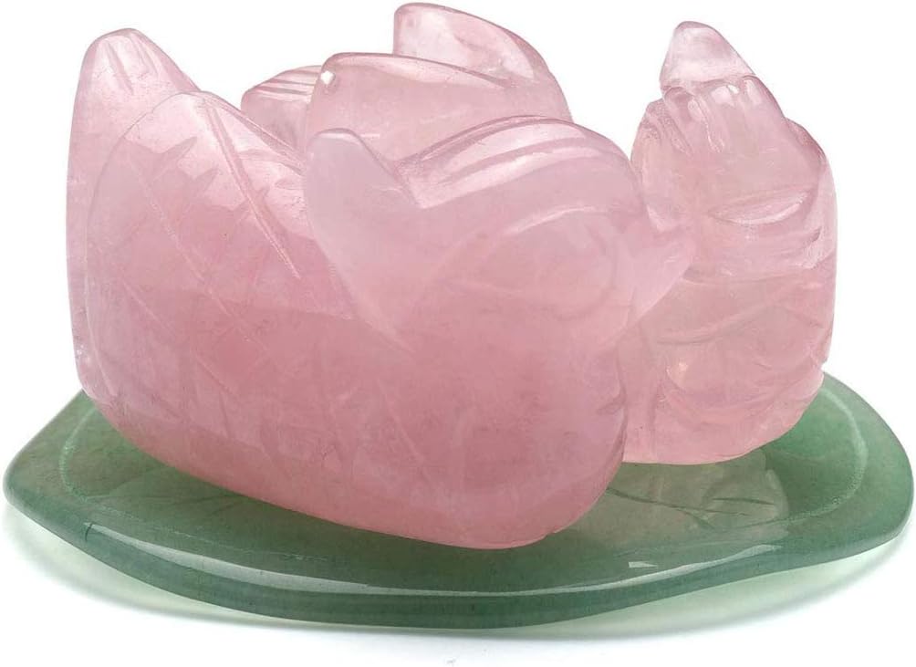 Rose Quartz Mandarin Ducks Love Birds on Lotus Leaf,Green Aventurine Fengshui Figurines with Box Gift for Love and Romance(Male and Female),ExtraLarge(83.34.4cm)
