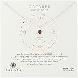 Dogeared October-Cherry Quartz Bezeled Birthstone Silver Chain Necklace, 16"+2" Extender