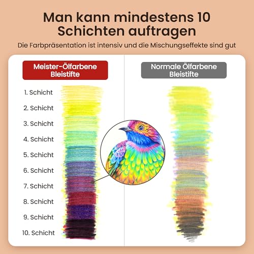 MARCO 240 Pieces Wooden Oil Colored Pencils for Adults Professional Set in Tin Box, Suitable for Art Lovers and Professionals (240 Pcs)