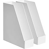 Amazon Basics Rectangular Plastic Desk Organizer, Magazine Rack, White, 2-Pack Temp