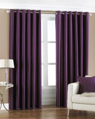 The Decor Hub™ 4 Piece Elegant Ringtop Plain Polyester Eyelet Door Curtains - 8 Feet, Purple