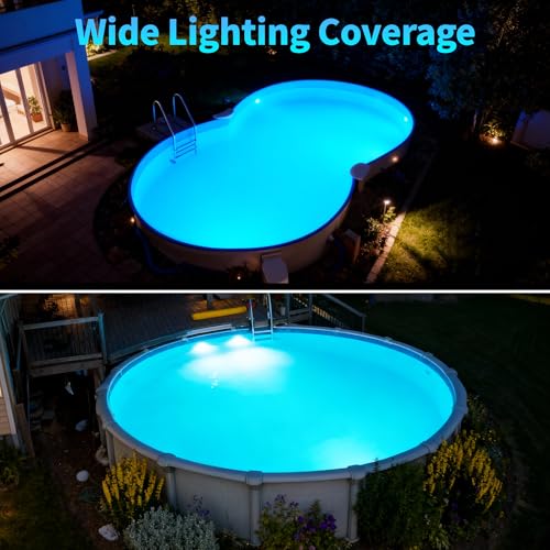 OSREE LED Pool Lamp with 2 Inch Thread, 18 W Pool Projector 6000 K, Non-Dimmable, 1800lm, Diameter 242mm, 12V AC/DC Waterproof IP68 Resin Filled Spotlight Lamp for Above Ground Pools in Steel