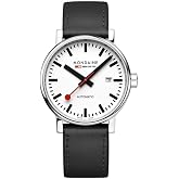 Mondaine Official Swiss Railways Automatic Watch EVO2 | White/Black Leather Strap