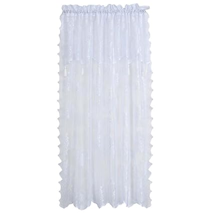 Style Master Renaissance Carley Lace 56-Inch by 63-Inch Panel with 17-Inch Attached Valance, White
