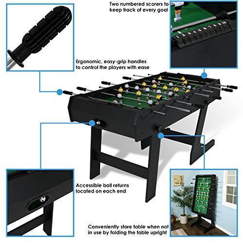 Sunnydaze Folding Foosball Table 48 Inch Indoor Rod Hockey Hollow