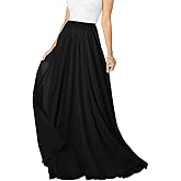 v28 Women Full/Ankle Length Elastic Pleated Retro Maxi Chiffon Long Skirt
