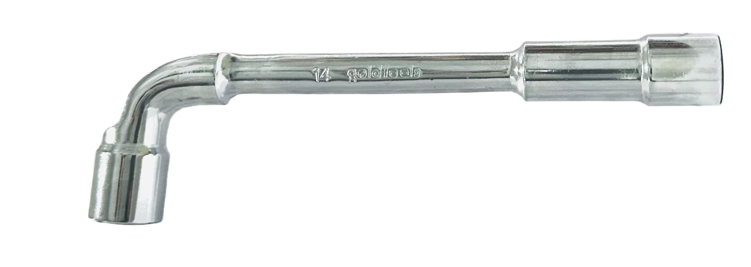 GOLDTOOLS Open Pipe Wrench 14 mm, 6 Sides x 6 Points, 90° Angled Head, Frabriqué in Chrome Vanadium Steel (14 mm)