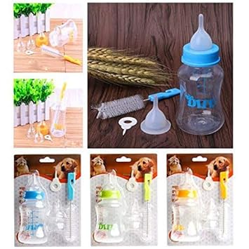 Petlicious & More Pet Nursing Kit Milk 150 ml with Extra Nipple, Bottle Cleaner and Hole Pin Colour May Vary