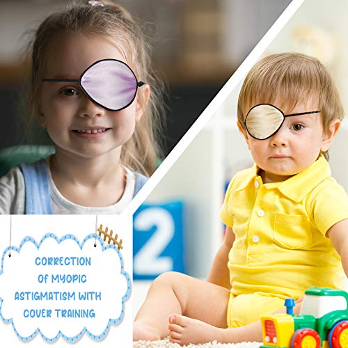 5 Pieces Silk Eye Patch Adjustable Lazy Eye Patch to Cover Either Eye