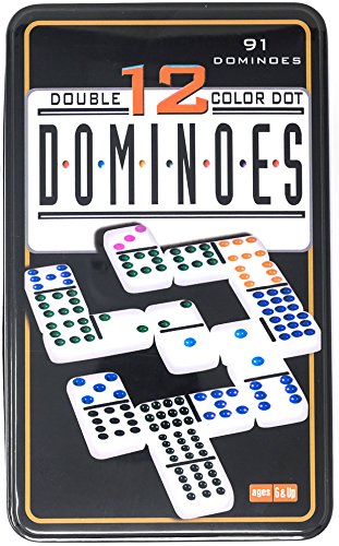 Brimtoy Double 12 colour dominoes in tin