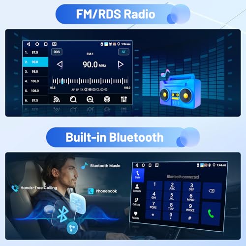 Inefala 4+64G Car Radio for Citroen Nemo/Peugeot Bipper/Fiat Fiorino Qubo 2008-2017 Android 15 with Wireless CarPlay Android Radio, 10 Inch Car Screen with Bluetooth WIFI GPS FM/RDS 32EQ SWC