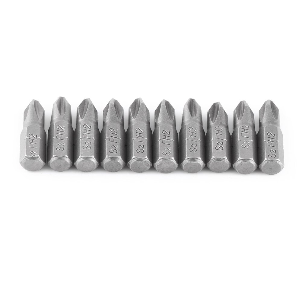PH2 Flat Impact Driver Bits Cross Head 1 Inch Slotted Screwdriver Bit Set 10Pcs 1/4” Hex Shank Magnetic for Repair Work