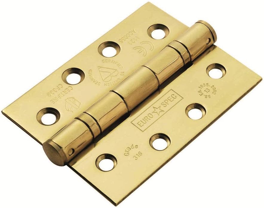 Carlisle Brass CEN1443/13PVD Euro spec 316 Stainless Steel Ball Bearing Hinge, Grade 13, Stainless Brass, 102 mm x 102 mm