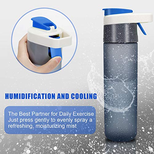 Xpoliman Large Spray Sports Water Bottle 20 Oz, Drinking and Spraying Misting Bottle for Humidification and Cooling with Atomizing Device Squeeze Bottle - BPA Free Fitness Sports Water Bottle-Blue