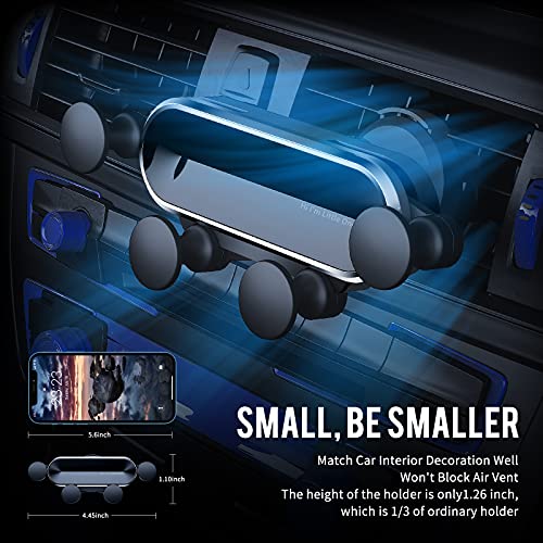 HUANLI Gravity Phone Mount for Car, 2021 Upgraded Car Phone Holder for Air Vent with Upgraded Hook Clip Auto Lock One-Hand Operation Car Cell Phone Holder (Silver)