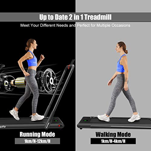 Goplus 2 in 1 Folding Treadmill, 2.25HP Under Desk Electric Treadmill