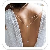 Eyraevor Rhinestone Backdrop Necklace for Backless Dress Back Necklace Crystal Wedding Bridal Back Dainty Chain Body Jewelry