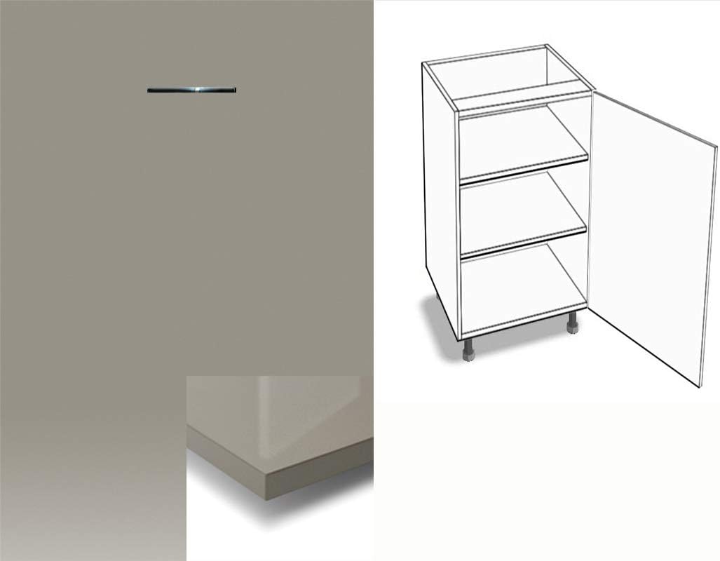 Mueble de cocina armario bajo 1-puertas 2 estantes de tope a la derecha