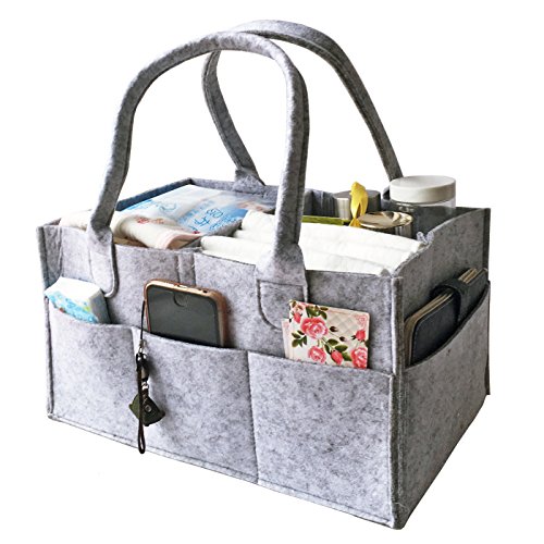 HyFanStr Felt Diaper Caddy Organiser Baby Wipes Bag Nursary Storag Bin Grey