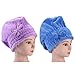 Pretty See Hair Drying Towels Ultra Absorbent Microfiber Drying Cap, Purple & Blue, 2 Pcs/Set