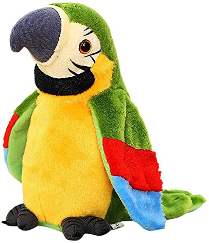 IPENNY Funny Talking Parrot Repeat What You Say Shake Wings Plush Stuffed Animal Electronic Record Interactive Animated Bird Repeat Speaking Parrot Bird Toys Creative for Children Kids