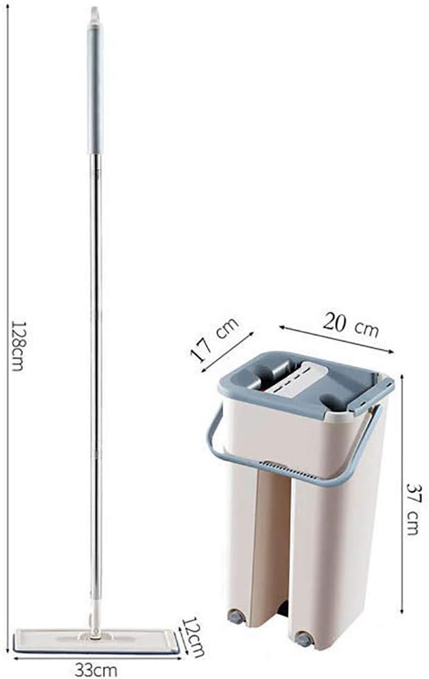 Flat Floor Mop and Bucket Set - Wet Dry Floor Cleaning Mop, Aluminum Handle Washable Microfiber Pads, Perfect Home Kitchen Cleaner for Hardwood, Laminate,Tile Floors