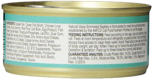 Natural Value Pate Style Simmered Seafare Cat Food, 5.5 Ounce Cans (Pack of 24)