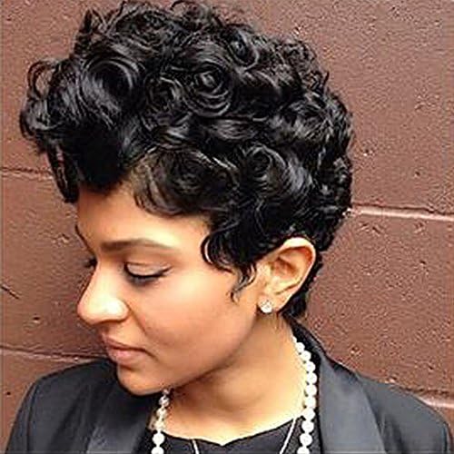 Aibelly Synthetic Full Wig Dyed Perm Short Layered Shaggy Curly Wig Fashion Noble Women's Parting Heat Resistant Replacement 8”