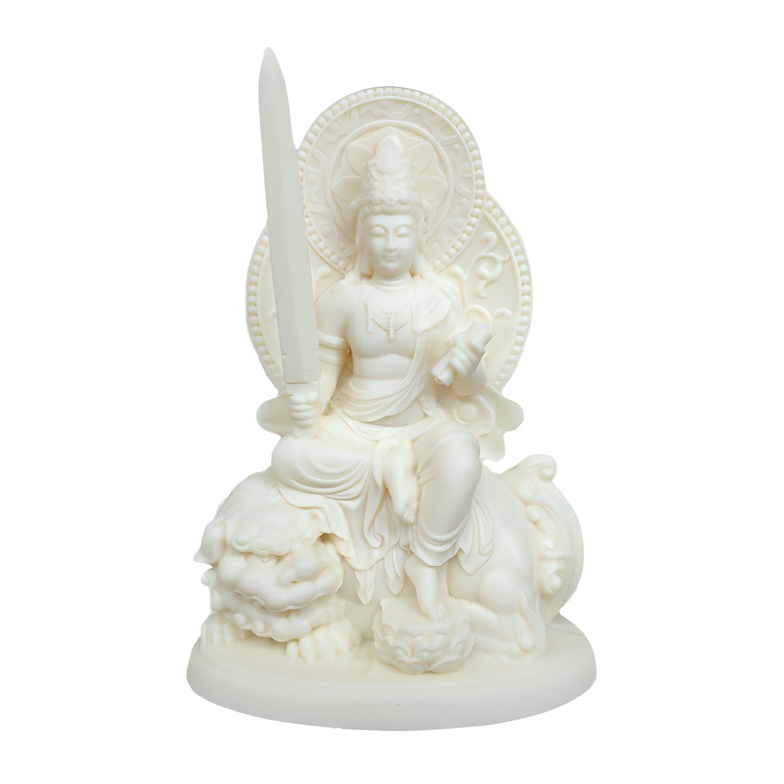Photo 1 of Hormsdar Ivory Fruit Manjushri Bodhisattva Sculpture for Home Office Car Feng Shui Décor and Thoughtful Zen Ornamnt Gifting