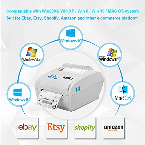 TEROW T9210 USB Label Printer 4x6 Desktop Shipping Label Printer 110mm