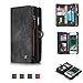 CaseMe iPhone 8 / iPhone 7 PLUS Ultimate Functional All-In-One Handmade TRIFOLD LEATHER Removable iPhone Wallet Elegant Finish Case,5.5INCH,Black