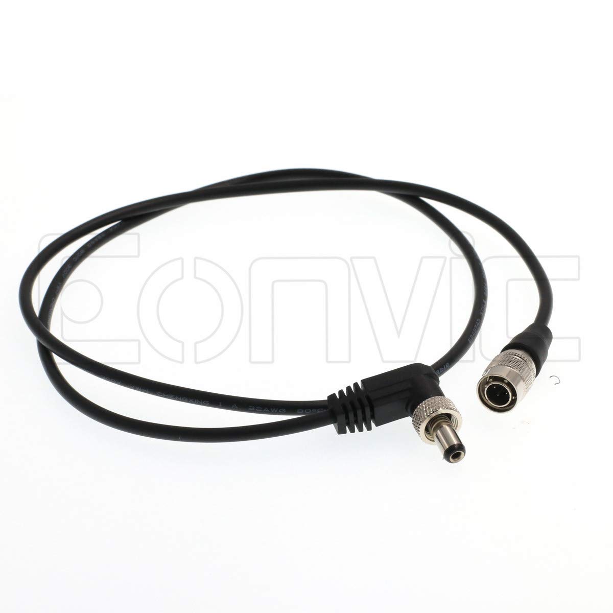 Eonvic Hirose 4 Pin Male for Sony F5 F55 Camera to Locking 2.1mm DC Right Angle Output Power Cable for Lectrosonics SR receivers Video Devices PIX-E5 E5H E7 Monitor