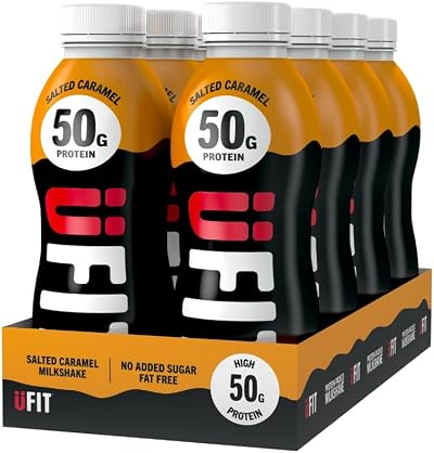 UFIT High 50g Protein Shake Salted Caramel 8x500ml No Added Sugar