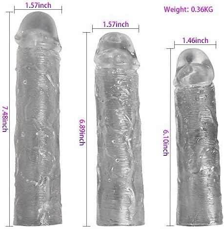 3Pcs Pe-nis Slee-ve Exten-der Extension Co-ck Enlarger Condom Sheath Delay Ejaculation Toys for Men( S, M and L)