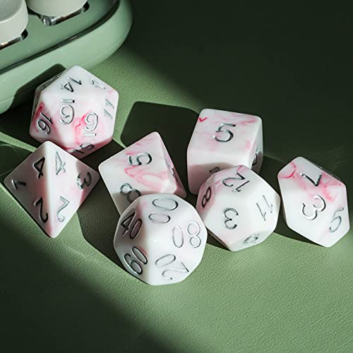 HDdais Polyhedral Dice Sets 7-Die White DND Dice