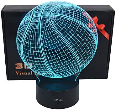 Xuyang 3D Desk Lamp Basketball Round Shape Gift Acrylic Night Light LED Lighting Furniture Decorative Colorful 7 Color Change Household Home Accessories