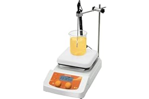 WEST TUNE 380℃ 5L LCD Digital Hotplate Magnetic Stirrer with Temp Probe Sensor and Support Stand,Ceramic Coated Aluminum Work Plate,200-1500RPM