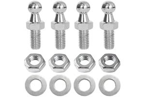 TOOMYAUTO 10mm Ball Studs, M8 Ball Screws 8MM Female Thread x 1/2" Long Shank for Gas Struts Lift Support Strut Fitting with 