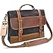 NEWHEY Mens Messenger Bag Waterproof Canvas Leather Computer Laptop Bag 15.6 Inch Briefcase Case Vintage Retro Waxed Canvas Genuine Leather Large Satchel Shoulder Bag College Grey