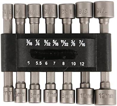 SHOWHASH 14pcs Power Nut Driver Set Black Case Dual Metric Standard Pneumatic Strong Power Nut Driver Drill Bit Set