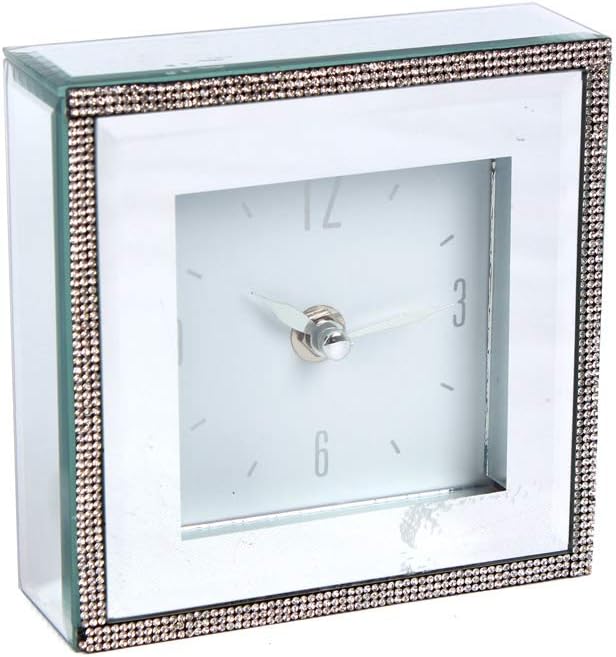 Small Diamante Mirrored Mantel Clock