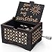 Black Music Box You are My Sunshine, Wood Engraved Hand Crank Sunflowers Musical Boxes Home Decoration for Birthday (Black-You are My Sunshine)