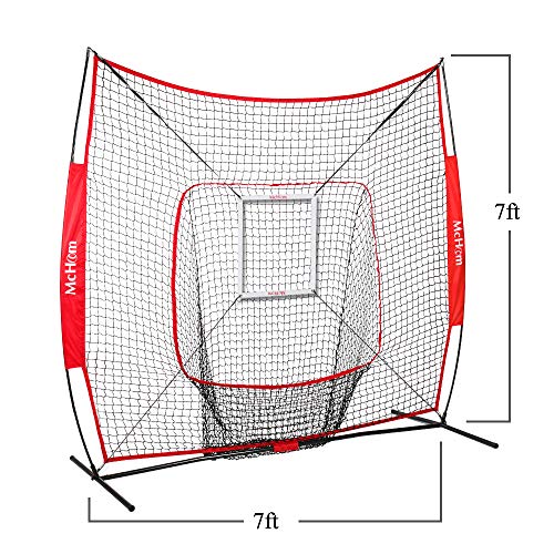 McHom-7-x-7-Baseball-Softball-Net-Set-with-Travel-Tee-3-Weighted-Balls-Strike-Zone-Carry-Bag-for-Hitting-Pitching-Practice-Collapsible-and-Portable