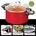 Red Copper Better Pasta Pot by BulbHead, Locking Handles and Straining Lid