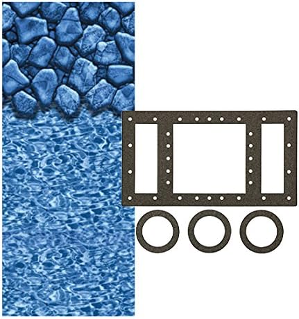 Smartline Boulder Swirl 16-Foot-by-32-Foot Oval Liner | Overlap Style | 48-to-52-Inch Wall Height | 30 Gauge Virgin Vinyl | Designed for Steel Sided Above-Ground Swimming Pools | Universal Gasket Kit